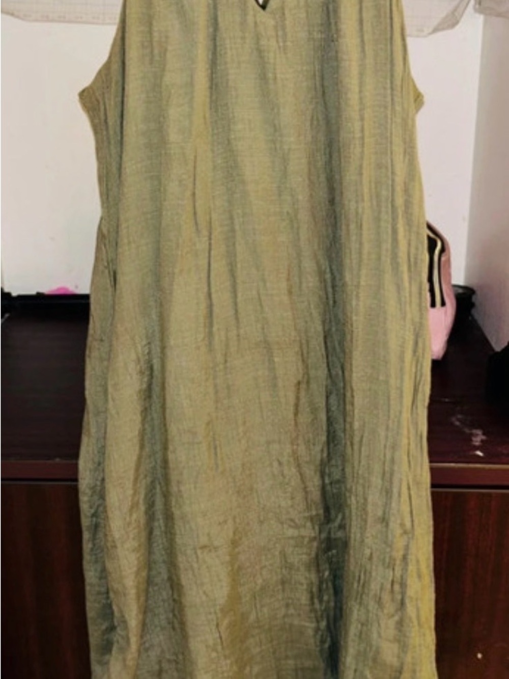 Luxology Olive Green Sleeveless V-Neck Tunic Top